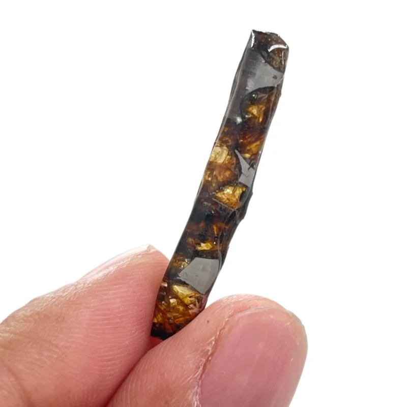 Sericho Pallasite Meteorite Irregular Specimen Natural Olivine Inclusion Polished Meteorite Slice Mineral Collection -TA858