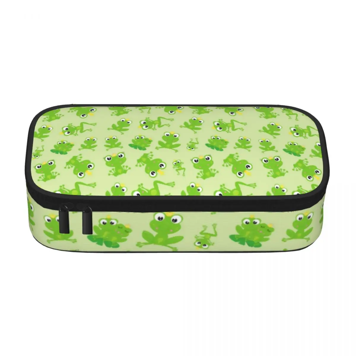 Cute Frog Pencil Case Green Animal Print College For Child Zipper Pencil Box Retro Multi Function Pen Pouch