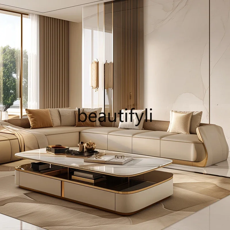 

A16 Coffee table living room home 2025 new small apartment light luxury high sense minimalist TV cabinet combination