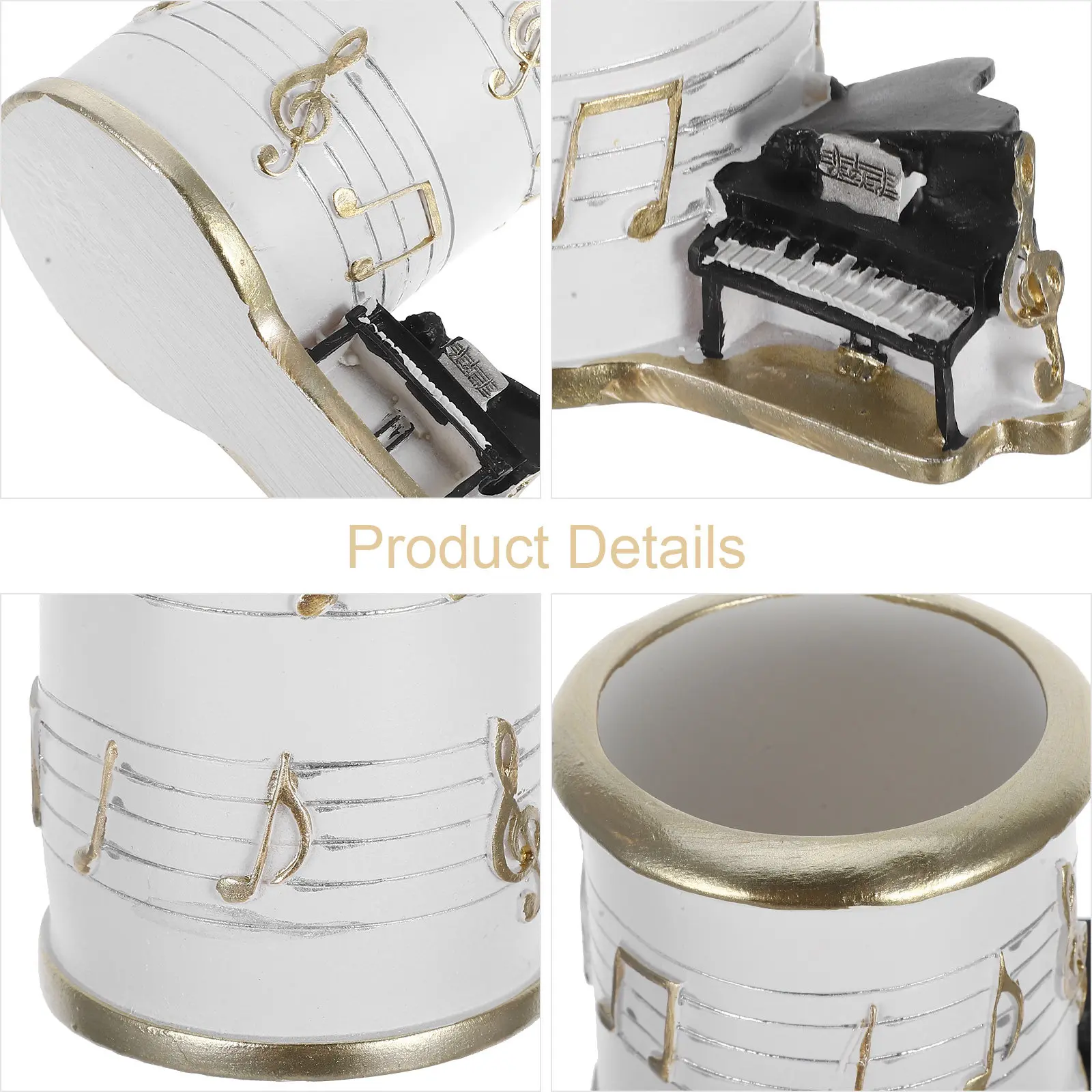 1Pcs Resin Note Line Piano Brush Holder Makeup Pen Storage Organizer Desk Adornment Creative Resin Pen Holder Crafts Exquisite