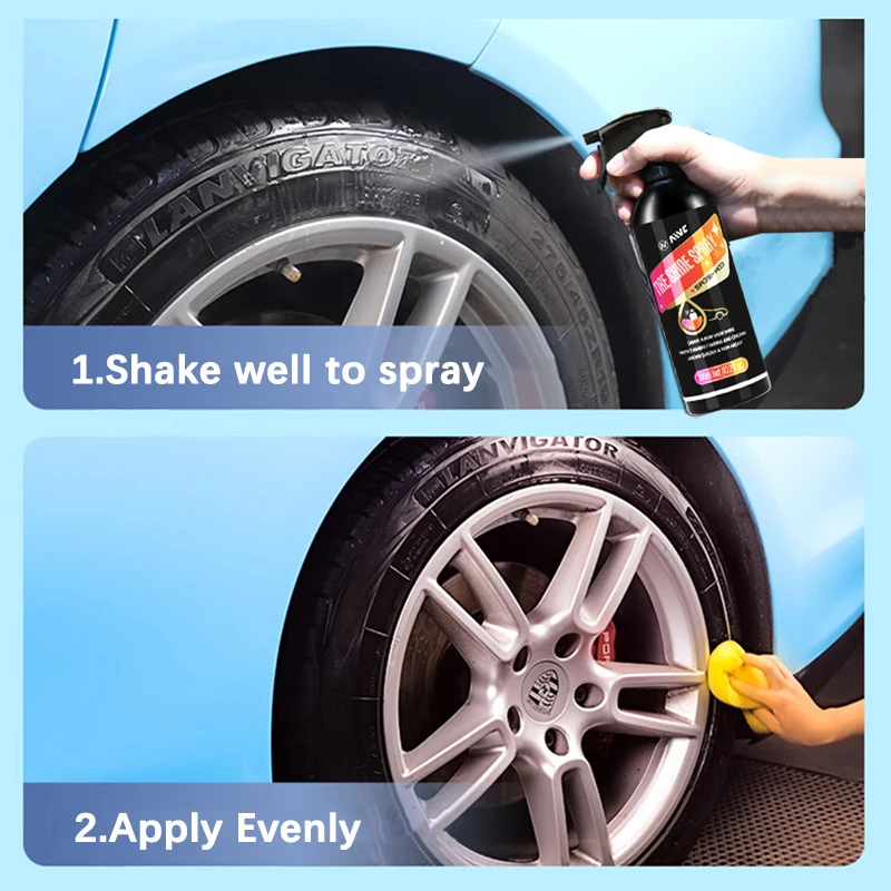 AIVC Tire Shine Car Tyre Polish Tyre Gloss Coating Spray Rubber Auto Tire Refurbishing Agent Tyre Cleaner