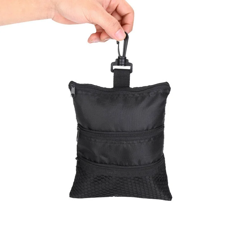 Portable Golf Balls Tees Holder Bag Container Multi-Pocket Black Pouch Handbag