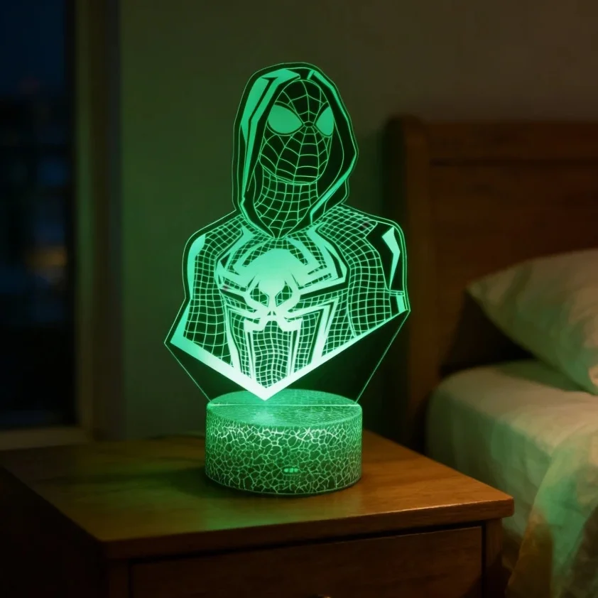 Anime Figure Lights 3D LED Lamp Ironman Spiderman Disney Action Figures Bedroom Lamp LED Model Decor Gift for Toys view 2