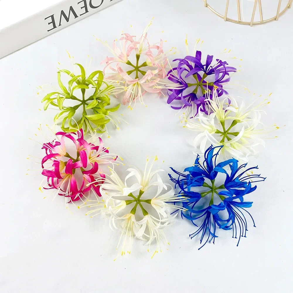 

1-10pcs Artificial Red Spider Lily Silk Fabric Flower Heads Paramita Lycoris Radiata Mandala Manjusaka Silk Flowers Home Decor