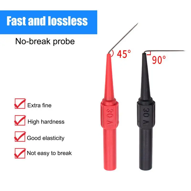 2pcs Insulation Piercing Needle Non-destructive Multimeter Test Probes Red Black Safety Test Probe Pins For Auto Repair Diagnose