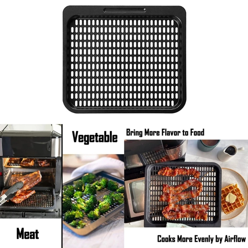 Useful Air Fryers Tray Removable Wide Application Square Air Fryer Crisper Plate Heat Resistant Grill Pan,Replacement Part