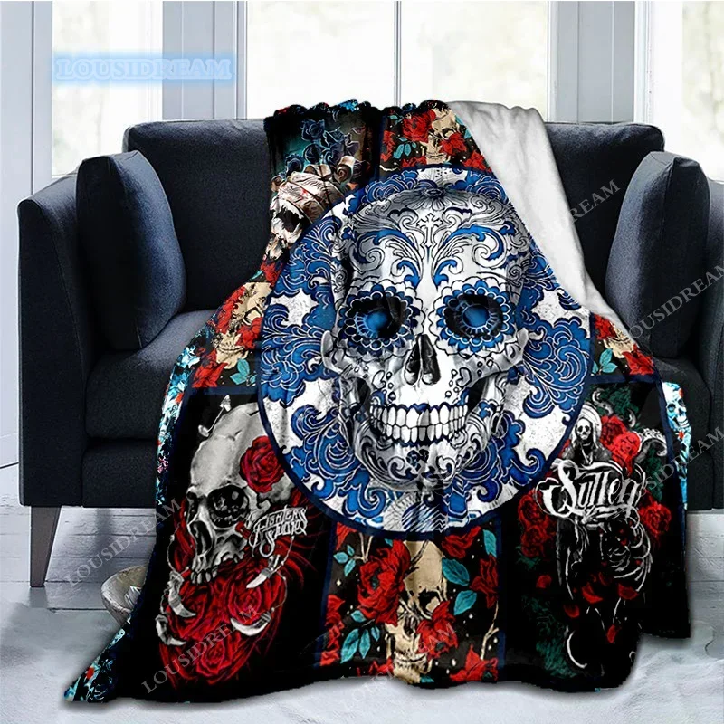 skull halloween gift sun moon witchcraft divination I Am Daughter Of The Sun And Moon Sofa Throw Blanket Geembi