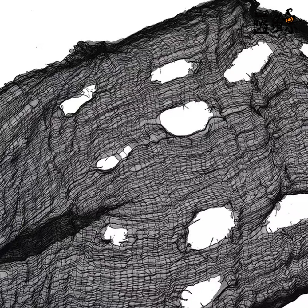 

3 pcs Decorative Gauze Goth Drape Halloween Hanging Large Black Tattered Cloth Scary Atmosphere Party SuppliesHaunted House DIY