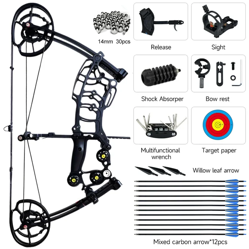 30-70lbsCompound Bow Hunting Bows Adults Beginners Kit Weight Adjustable Draw Archery Sets Steel Ball Shooting Left Right Hand