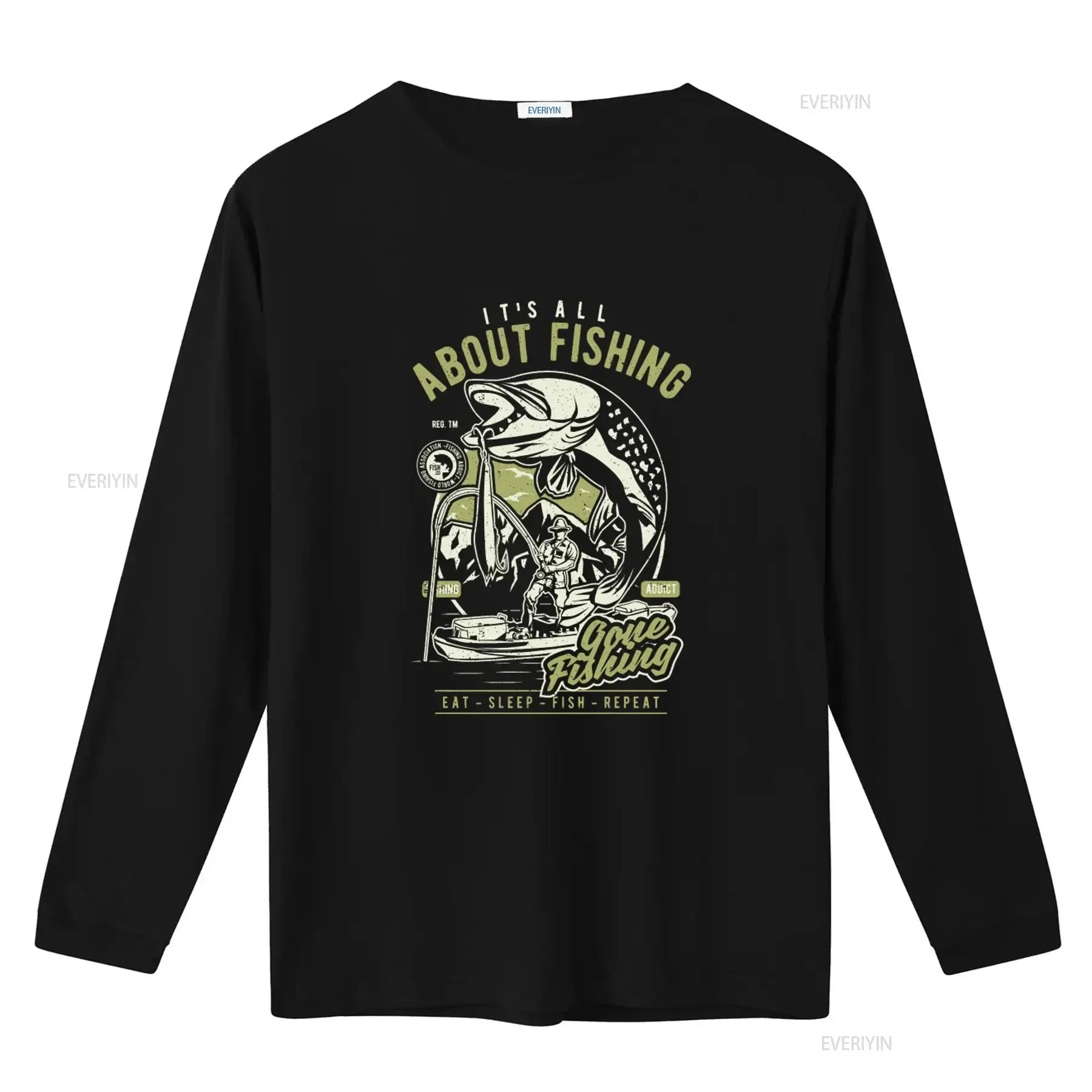 Black Gone Fishing T Shirt for Addicts It's All About Eat Sleep Fish Repeat Design vintage Washed Slightly Unisex graphic