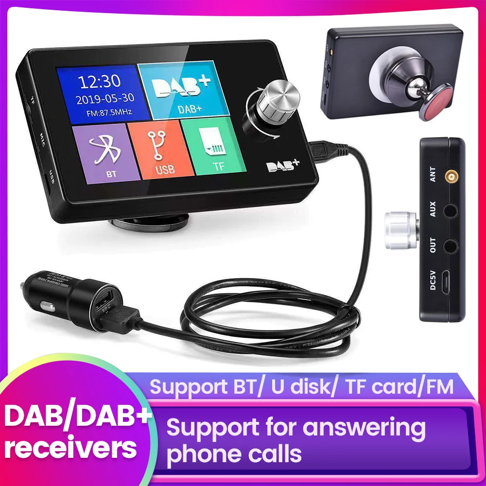 DAB+ for European Car Digital Audio Signal Broadcasting 2.8 Inch Screen Display DAB Radio FM Receiver USB BT TF Card Player