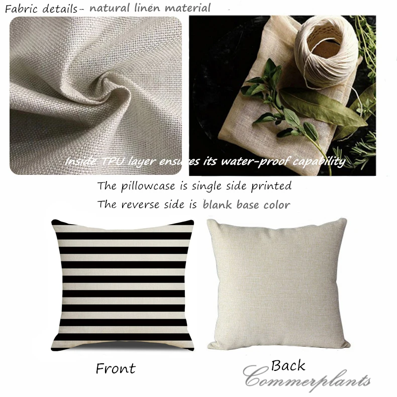 Outdoor Waterproof Linen Cushions Case Stripes Black White Geometry Print Decorative Pillows Case Nodic Sofa Couch Throw Pillows