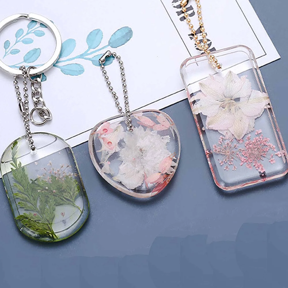 DIY Keychain Pendant Silicone Mold for Epoxy Resin Round Rectangle Pendant with Hole Silicone Molds Set Jewelry Making Mould