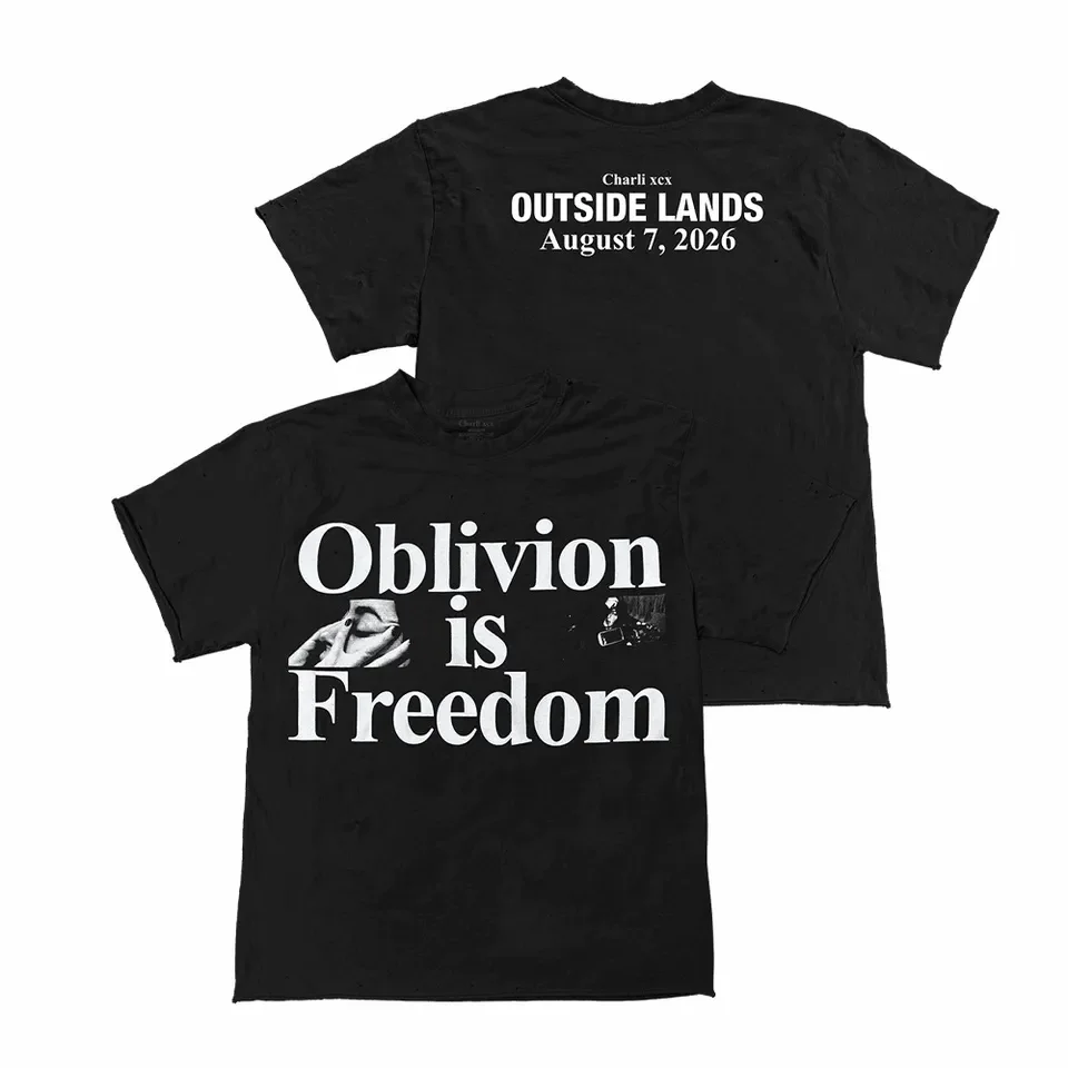 Double-sided Printed Charli XCX Merch Oblivion Is Freedom Outside Lands Concert Enthusiast Tee, Suitable for Both Men and Women