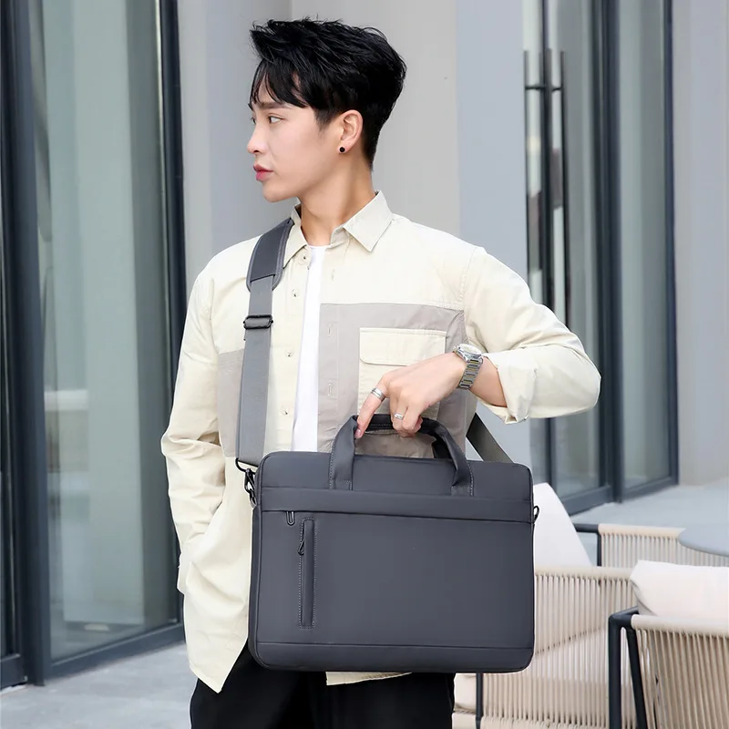 Men's Thin Briefcases For Men Handbags Waterproof Large Capacity Briefcase Shoulder Strap Laptop 15.6 Inch Black CrossbodyBag 가방