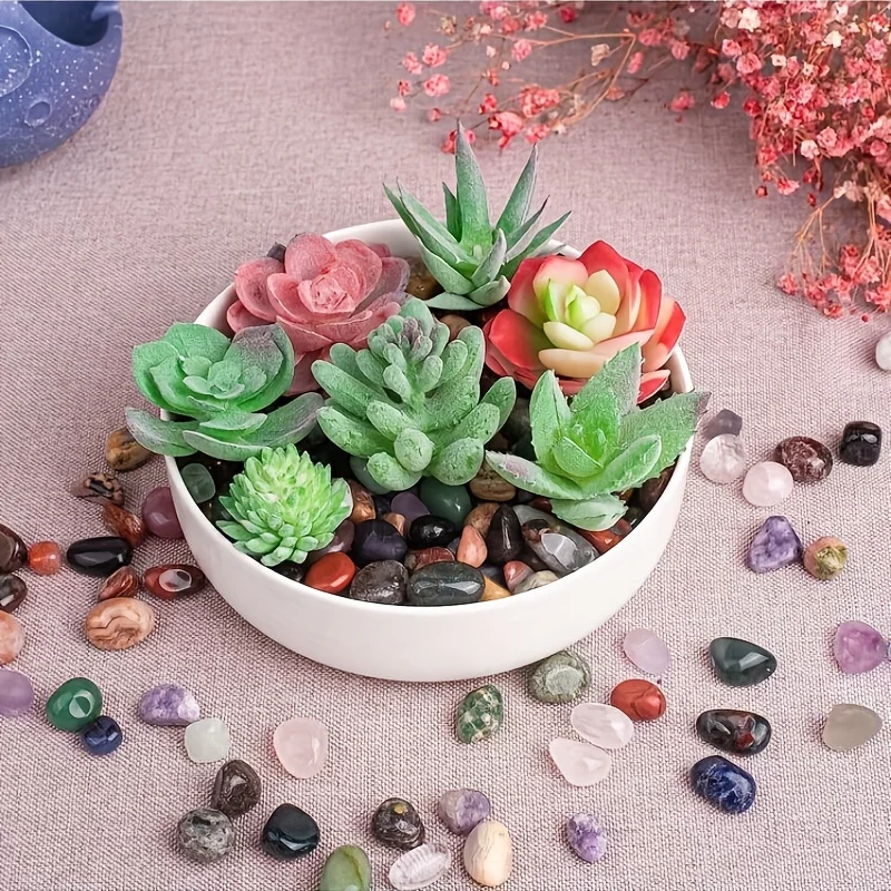 72pcs Natural Mixed Tumbled Stones Polished Crystals Healing Gemstones 1-1.5cm for Home Decor Aquarium Gravel Succulent Pots view 5