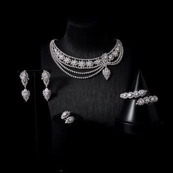 00056 Luxury Women Necklace Set Cubic Zircon Jewelry Set Party Wedding Matching Set Gift set Jewellery