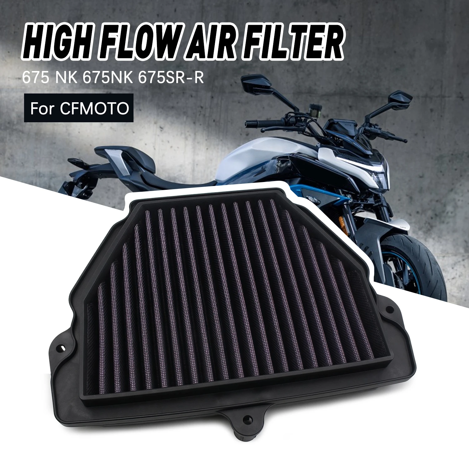 Für CFMOTO 675 NK 675NK 675SR-R Motorrad-Motorluftfilter 675cc Hochleistungs-Vliesstoff-Lufteinlassfilterelement