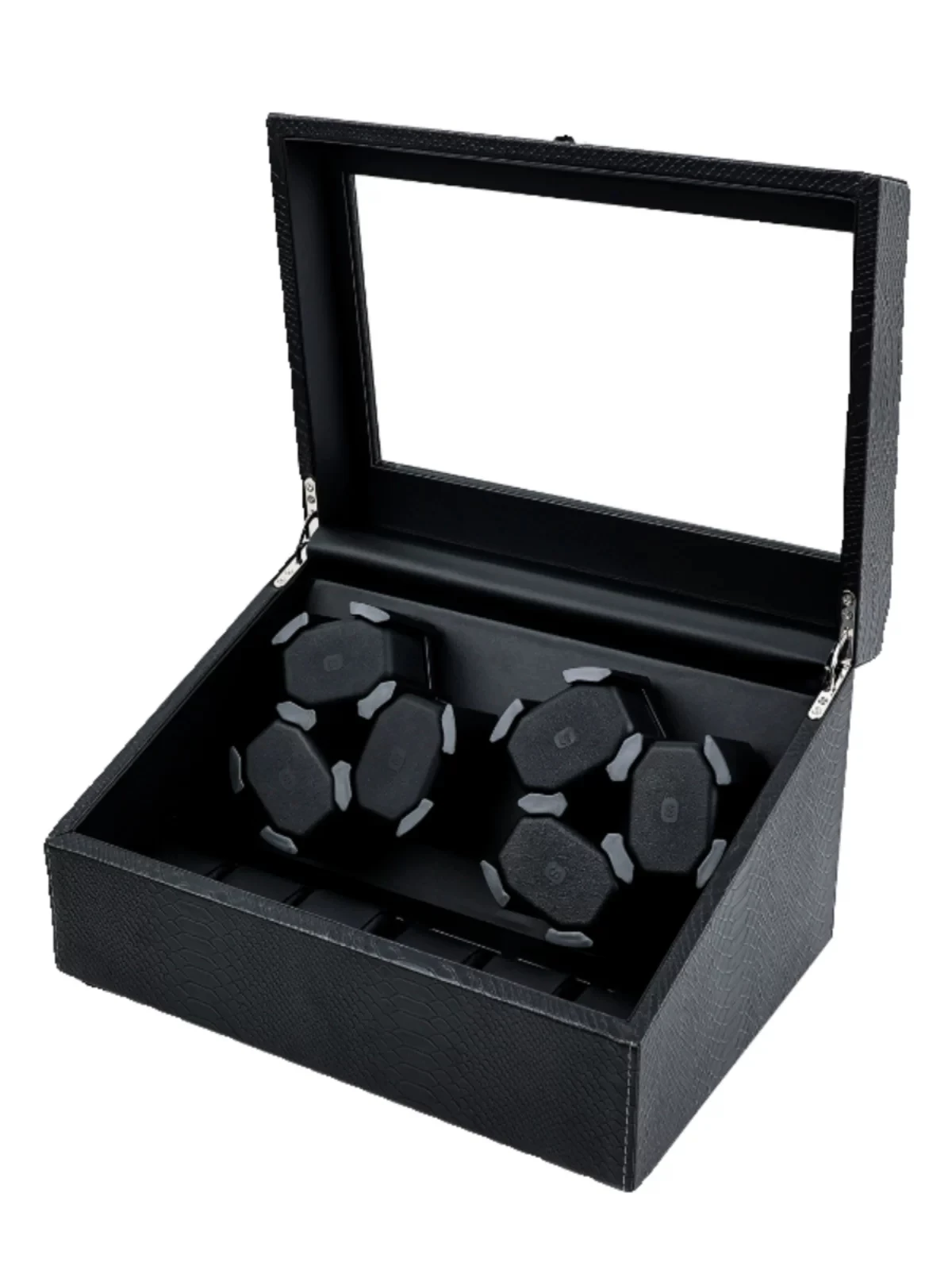 6 Shakers Open Lid Self-Stop Motor Rotator Mechanical Watch Box，High-End Automatic Winding