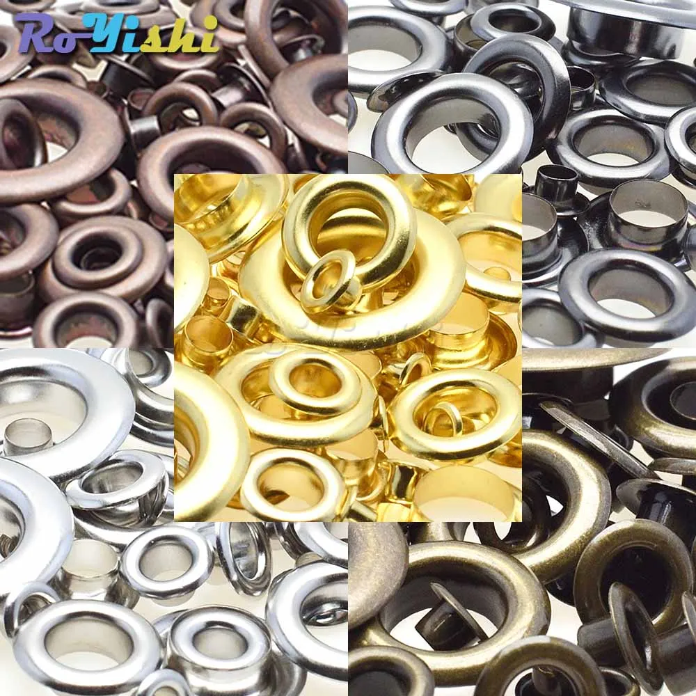 50pcs/pack Metal Eyelets Grommets 6MM 8MM for Leather Craft DIY Scrapbooking Shoes Fashion Practical Accessories