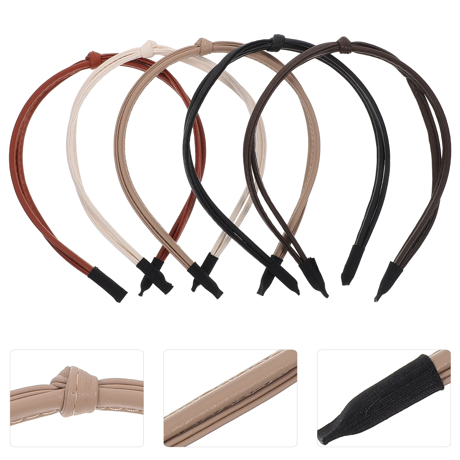 

5 шт., женские модные повязки на голову с узлом, тонкие аксессуары для волос, черный, коричневый, карамель, бежевый, хаки, осенние подарки на день Святого Валентина