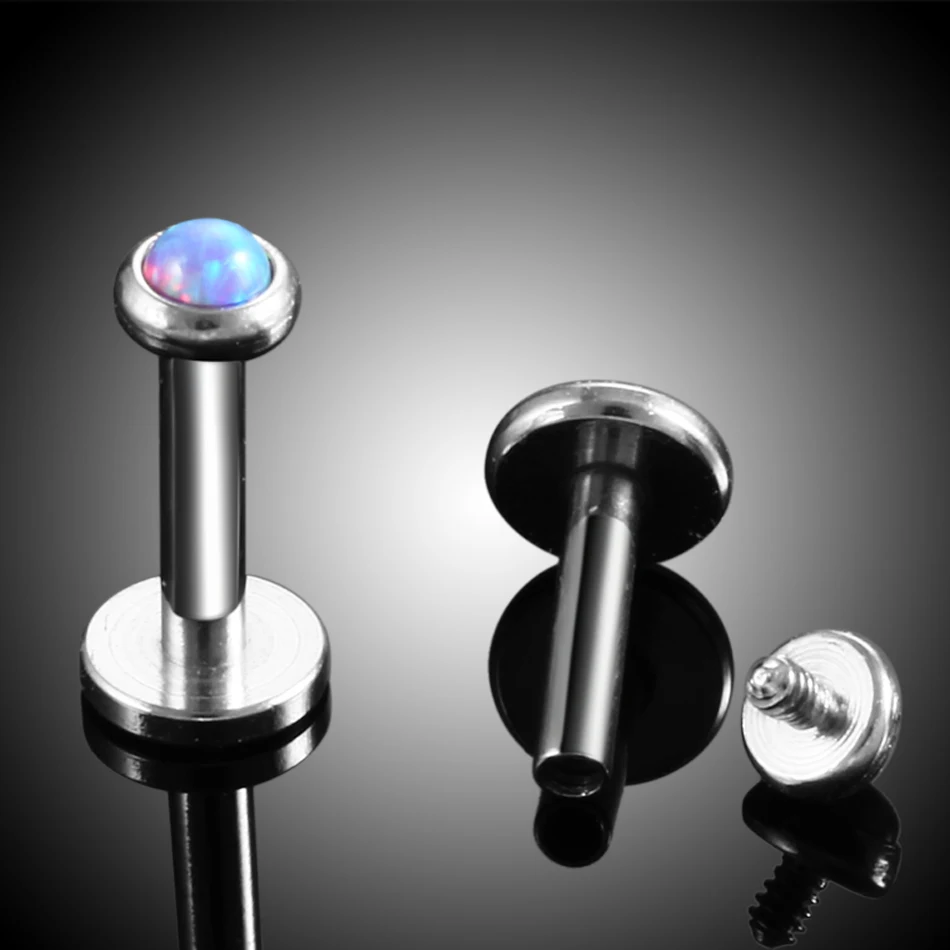 1PC Stainless Steel Lip Labret Piercing Opal Ball Monroe Lip Stud Helix Tragus Conch Cartilage Stud Earring Piercings 6 8mm