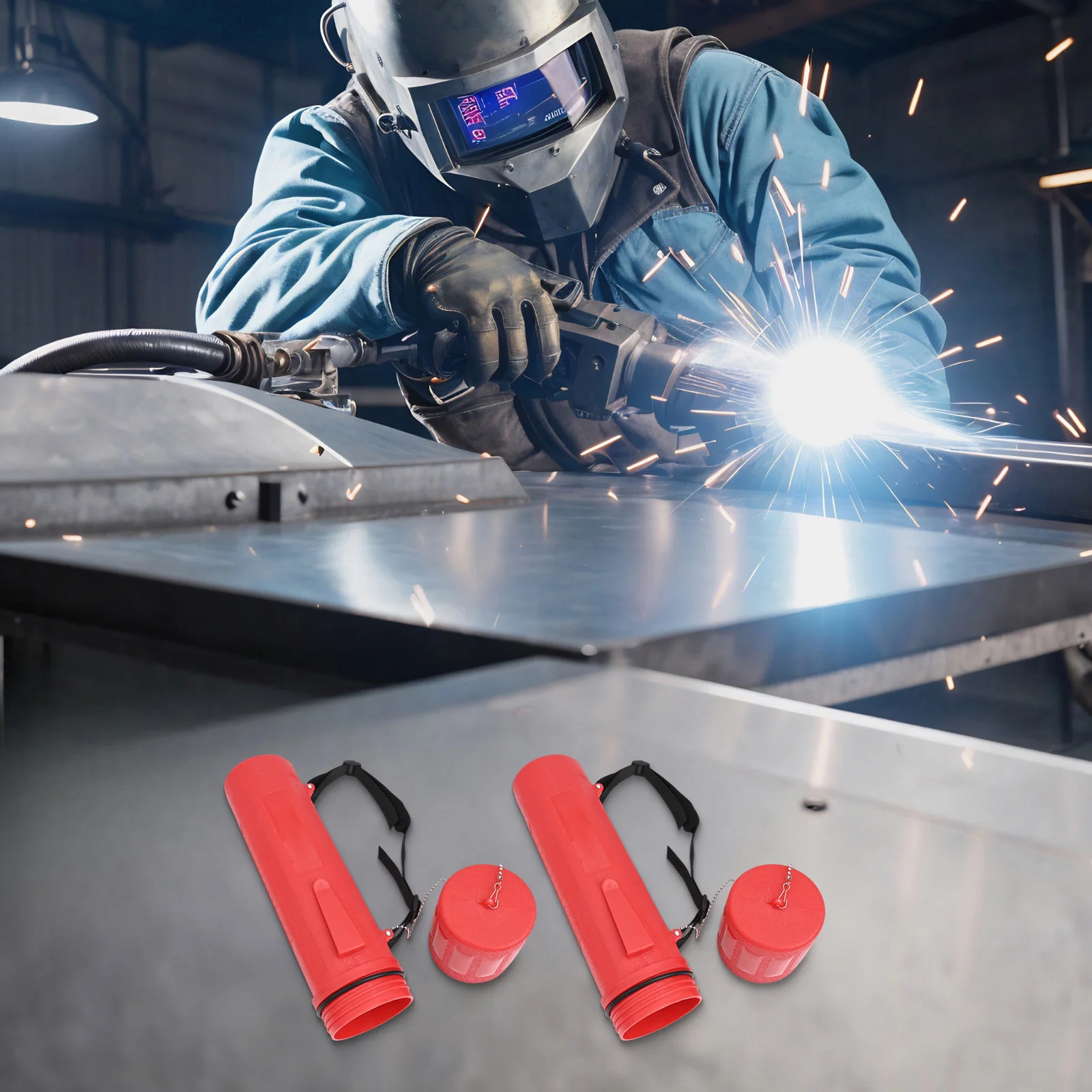 2pcs Welding Rod Storage Tubes with Carry Strap and Airtight Seal for Dustproof and Moisture Resistant Electrode Storage