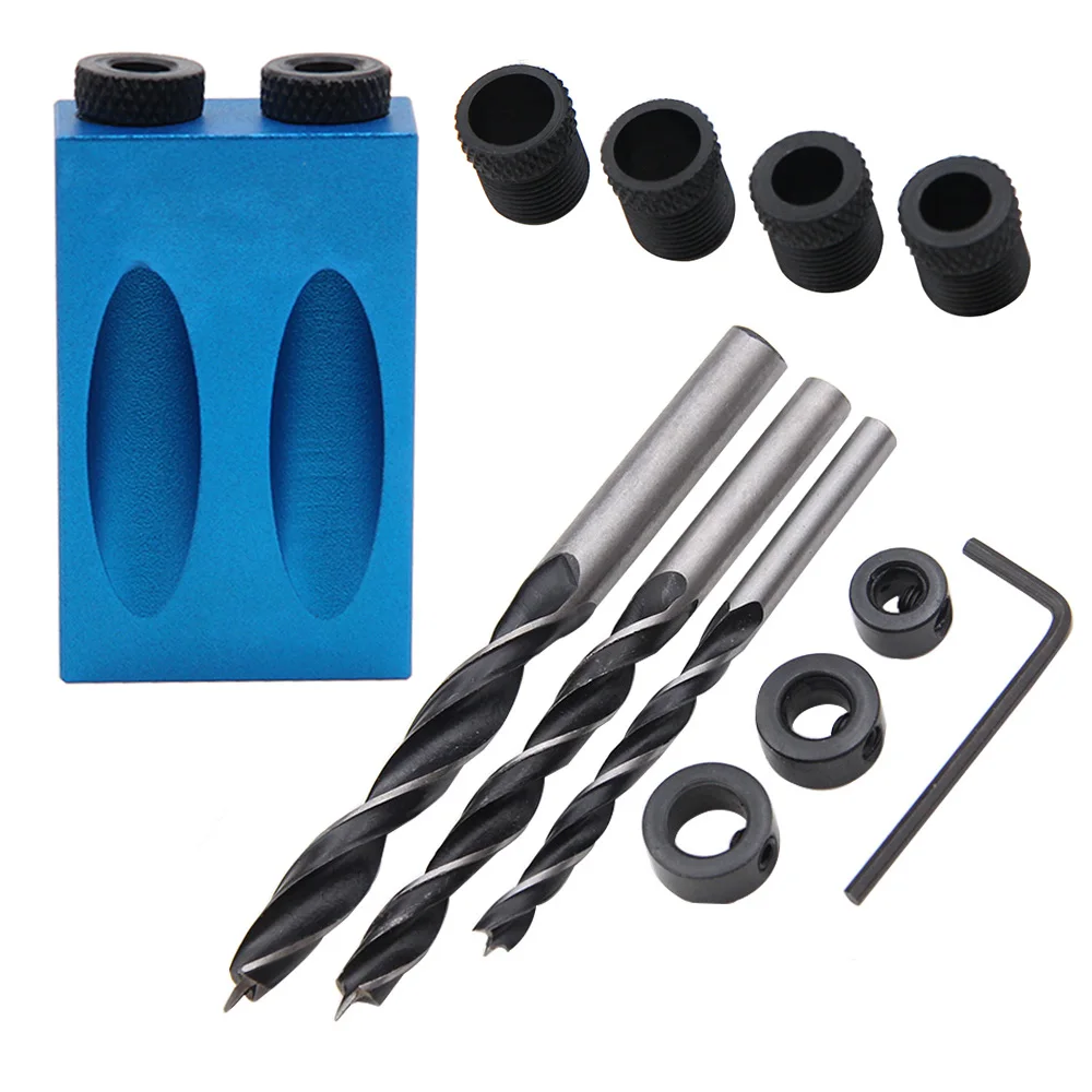 

14Pcs Pocket Hole Jig Kit 15 Degree Dowel Drill Joinery Kit for Woodworking Angle Drilling Holes Positioner Carpentry Locator