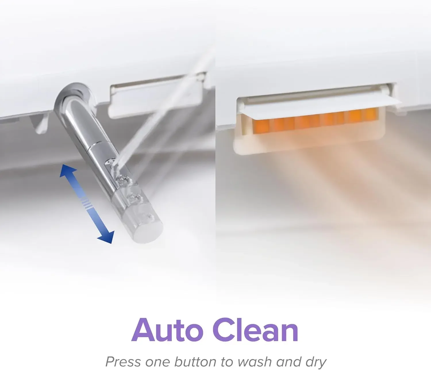 Assento de bidê elétrico para banheiros redondos e banheiros curvados franceses com controle remoto, luz noturna LED, aquecido