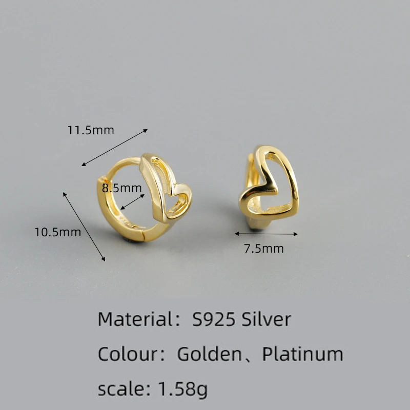 KAMIRA 925 Sterling Silver Chic Elegant Hollowed Heart Hoop Earrings for Women Sweet Party Design Hug Earrings Exquisite Jewelry