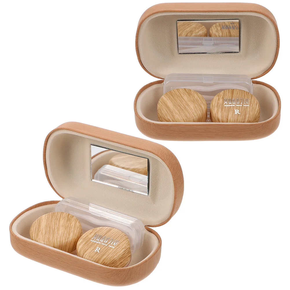 

1Set Vintage Glasses Case Premium Portable Lens Storage Box for Contacts Lens Organizer Travel Eye Care Holder