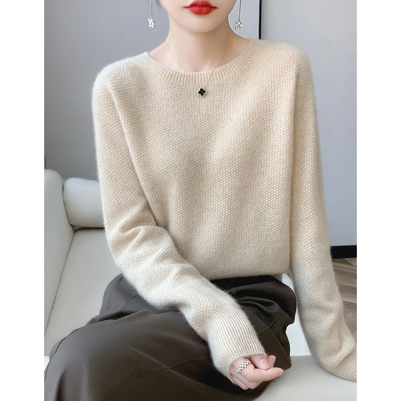 100% lana Cashmere maglione donna o-collo Pullover Casual lavorato a maglia Top autunno e inverno nuova giacca da donna moda coreana