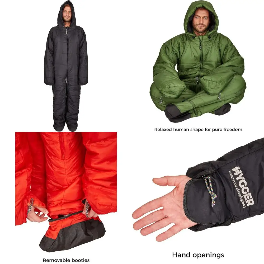 Saco de dormir ligero y cálido con piernas y brazos, relleno Thinsulate para tamaño de paquete pequeño, ideal para aventuras al aire libre