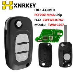 XNRKEY FCC:TWB1G767 Flip Clé à distance 433MHz PCF7961M 4A Puce pour Lada Granta Kalina Priora V. C. X-RAY XRAY 2015-2019 Clé de voiture