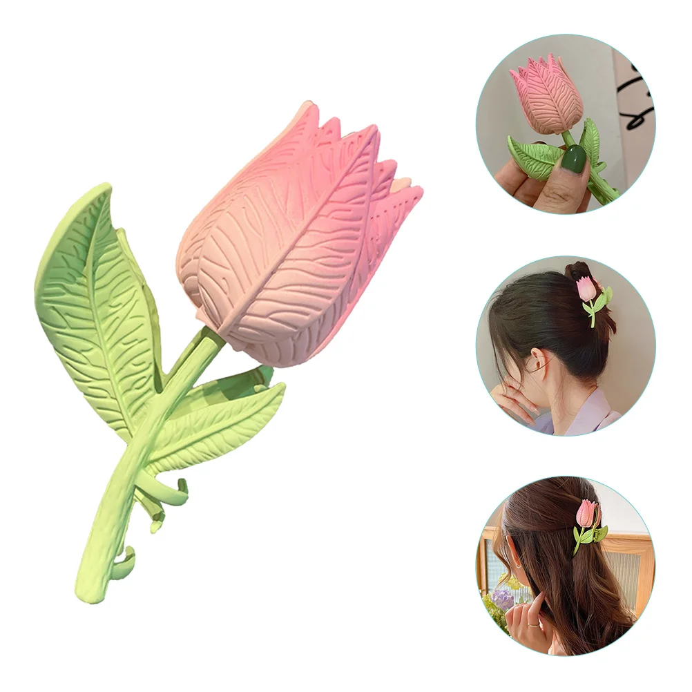 

Tulip Hair Accessories Claw Clip Clips for Thin Flower Women Pink Thick Vintage