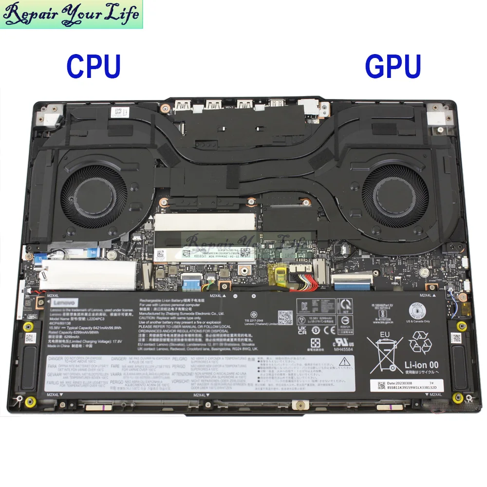 Laptop CPU GPU Fan For Lenovo Legion Y9000X IRH8 R9000X APH8 Notebook VGA Cooler Radiator Fans FQR5 FQR3 DFSCL42P165932 DC 12V