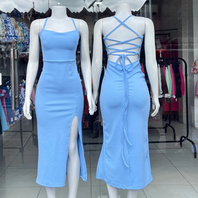 Sommer Schlank Sexy Anzug frauen Casual Langes Kleid Sexy Ärmelloses Backless Körper Kleid Damen Party Abendkleid Vestidos Largos