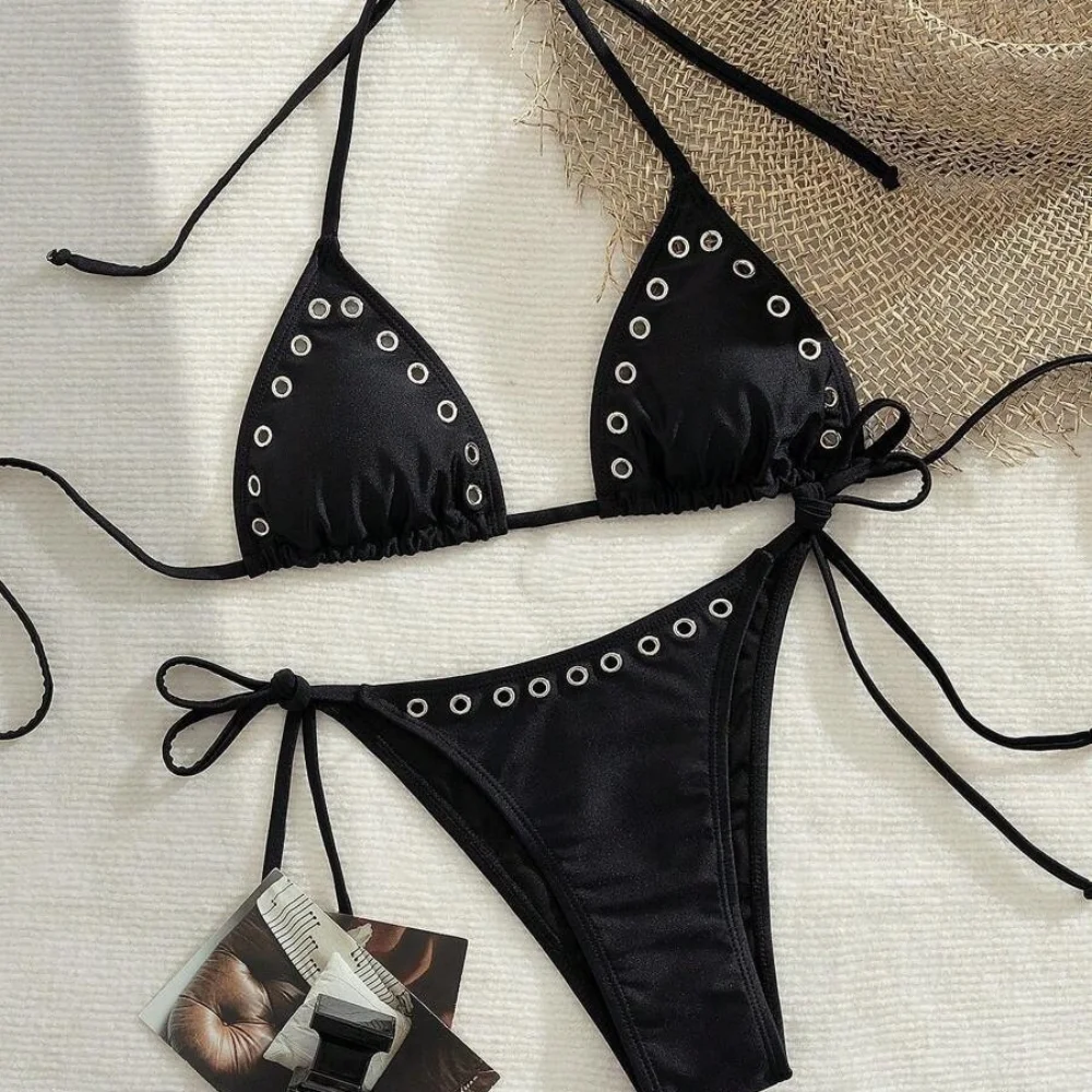 

Cross border niche design sense from Europe and America versatile fashion sexy rivets beach style fashionable summer new bikini