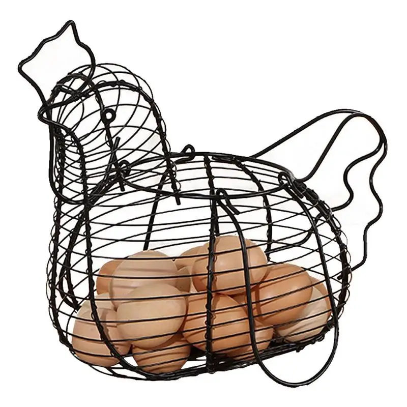 Chicken Hen Shaped Egg Collection Storage Wire Basket Egg Collecting Gathering Basket Large Capacity Wire Egg Basket For Eggs