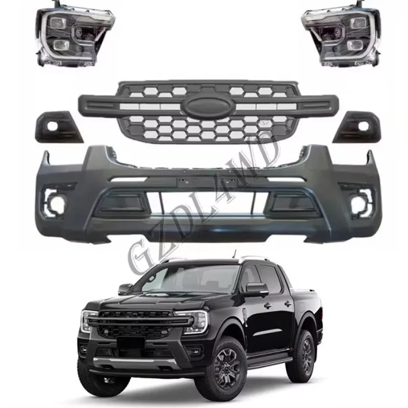 

For Next Gen Ranger T9 XL XLS 2024 Change To Wildtrack Style Car Grille Headlights Front Bumper Kits Fog Lights Facelift Kit