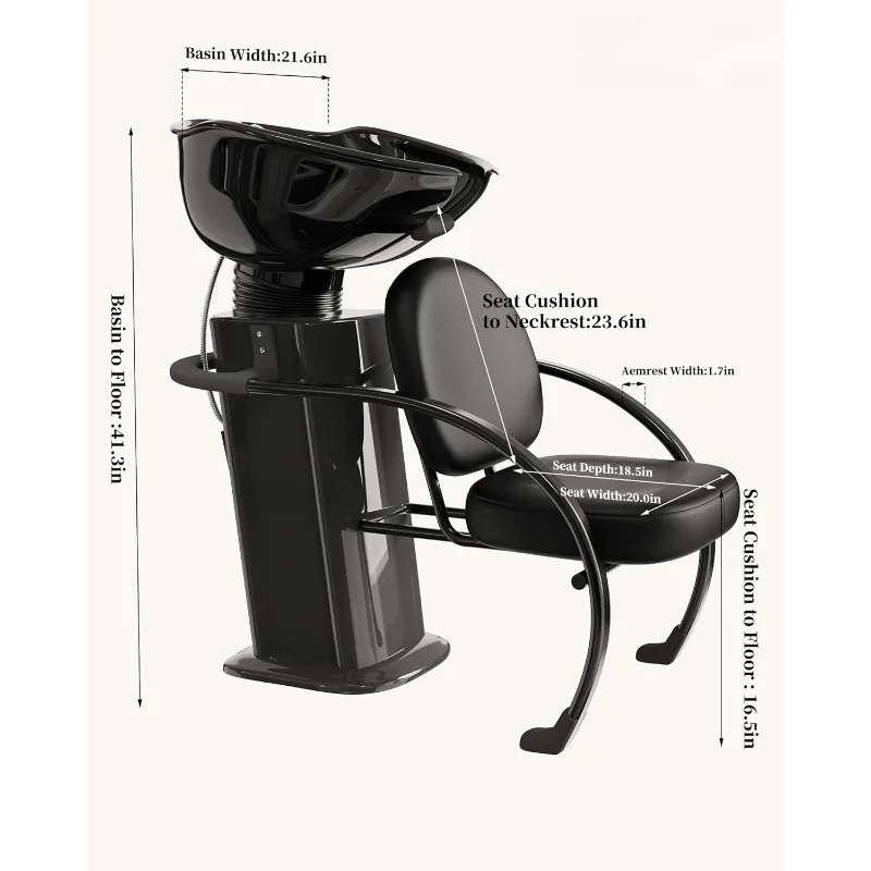 Professional Shampoo Chair with Memory Pad, Adjustable Sink, Stainless Steel Structure for Greater Durability