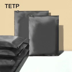 TETP-bolsas negras con cremallera para el hogar, 100 piezas, protección de la luz, almacenamiento, embalaje, organizador, camiseta, ropa, a prueba de polvo, con agujero de aire