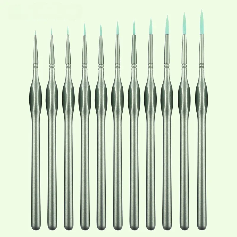 11Pcs Miniature Detail Paint Brush Set, Triangular Handle Nylon Brushes for Model Acrylic Watercolor Craft Painting