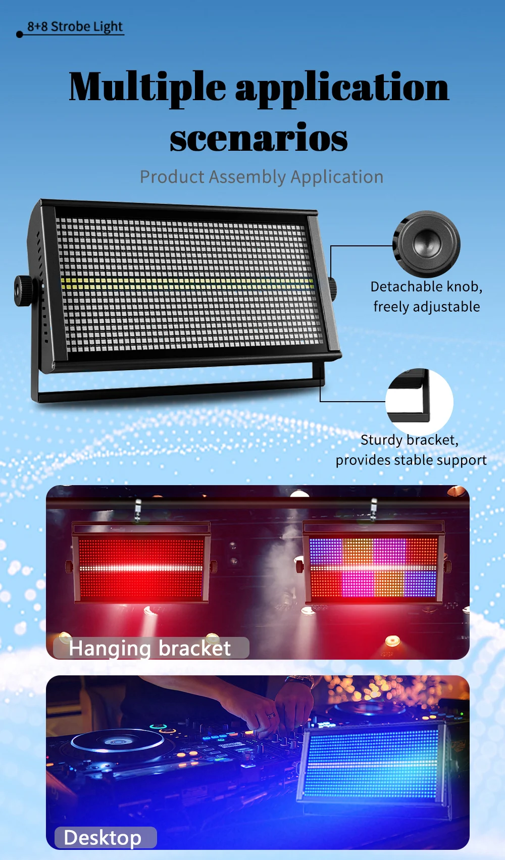 2 Stück 1000W 8+8 Stroboskoplicht RGBW 960LED Urlaubs-Ambientebeleuchtung DMX512 DJ Disco-Lichter für Lichtshows, Bars, Clubs und Bühnendekoration – Detail 8