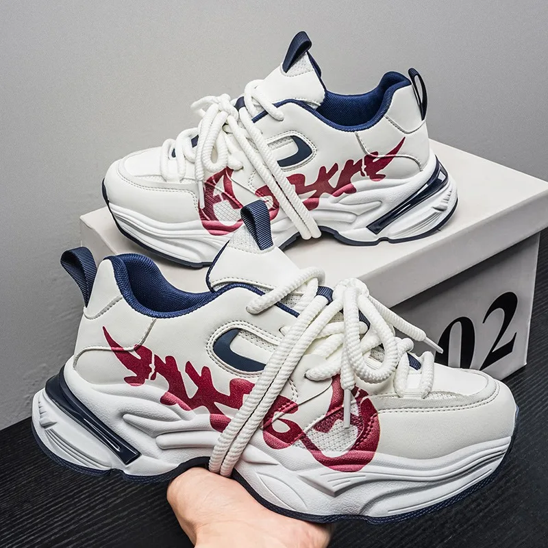 Zapatos de hombre a la moda, zapatillas retro de tendencia y zapatos casuales para hombre, zapatos de plataforma con suela gruesa para aumentar la altura, tenis masculino.