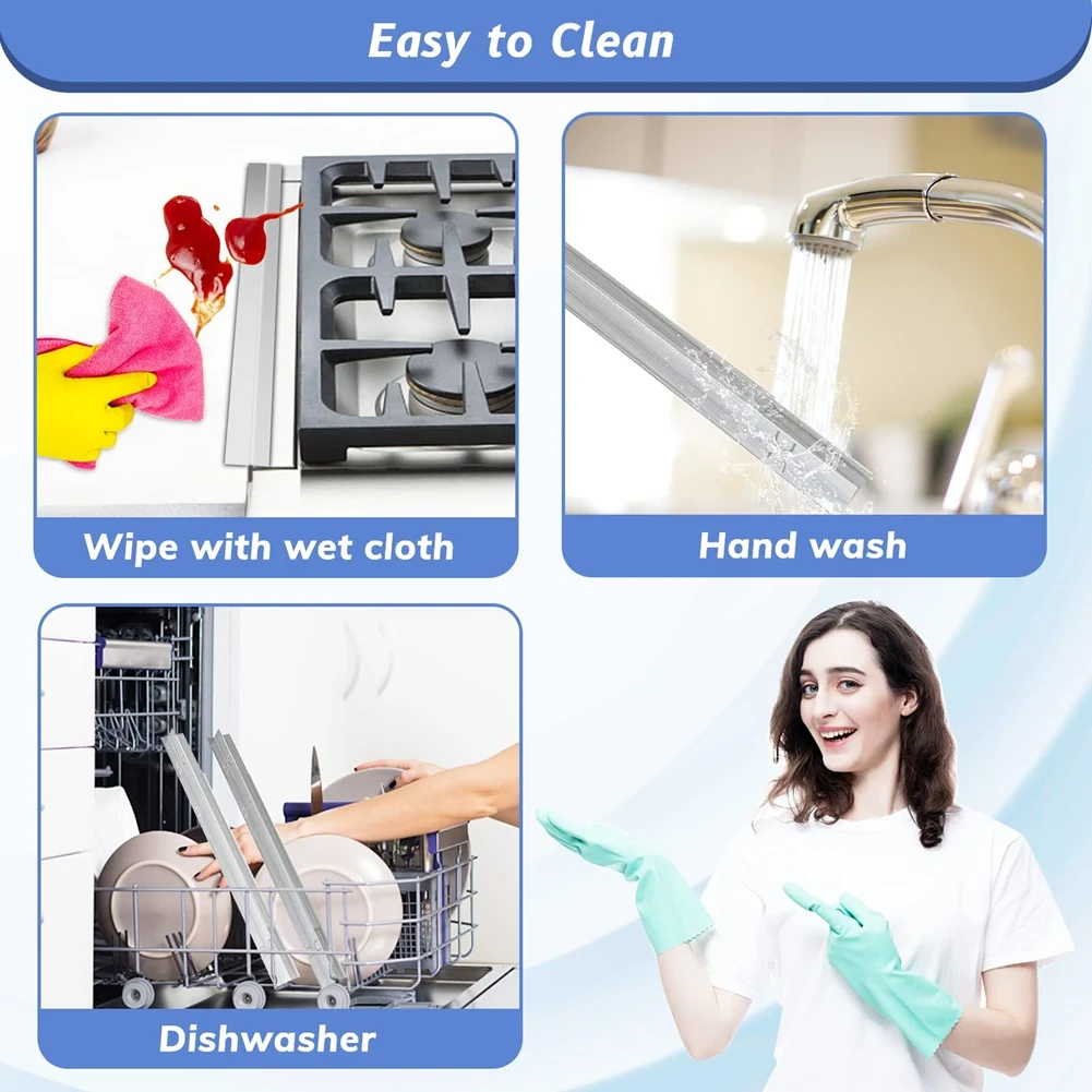 

ABKU-Крышки для зазоров между плитой и столешницей из нержавеющей стали, 2 шт., для кухни, легко моются, для зазоров между плитой и столешницей, модель A