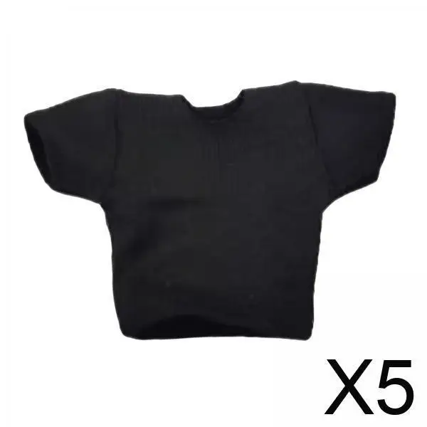 1 18 Action Figure Clothing Miniature Short Sleeve T Shirt Black Oversized Top for Male Doll Realistic Look
