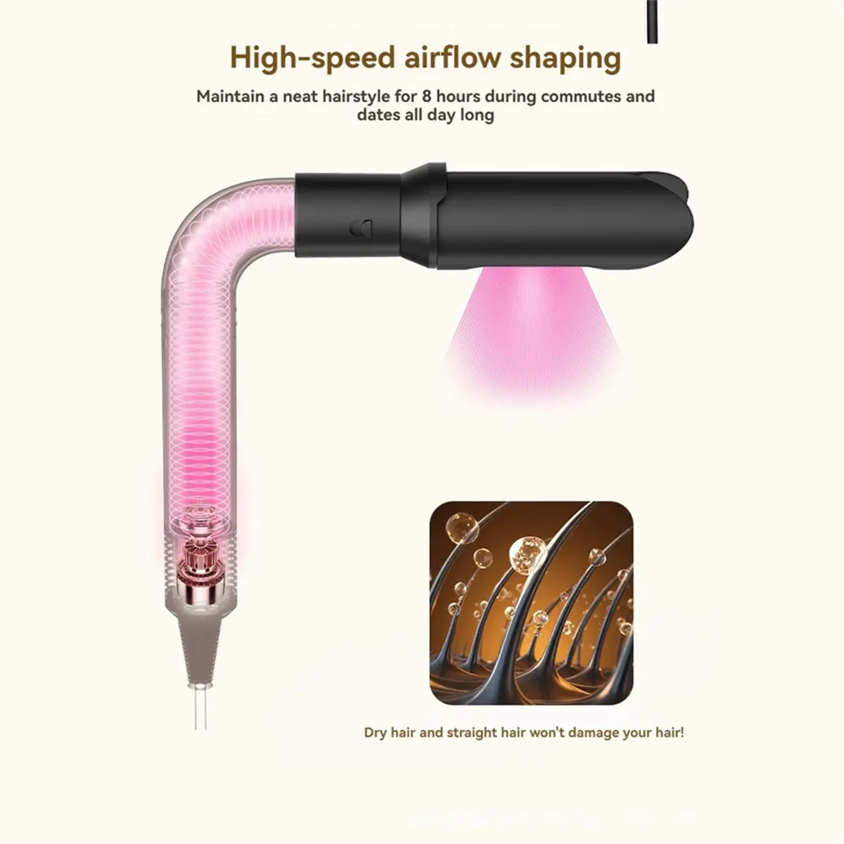 مكواة فرد الشعر ومحول لملحق مجفف الشعر الأسرع من الصوت HD17 HD18