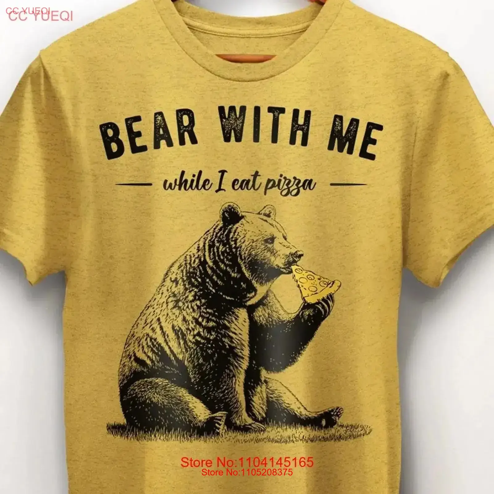 Camiseta divertida Bear Pun Pizza Gag With Me For Him Her ropa de diseñador lavada vintage Moda gráfica unisex Estirada