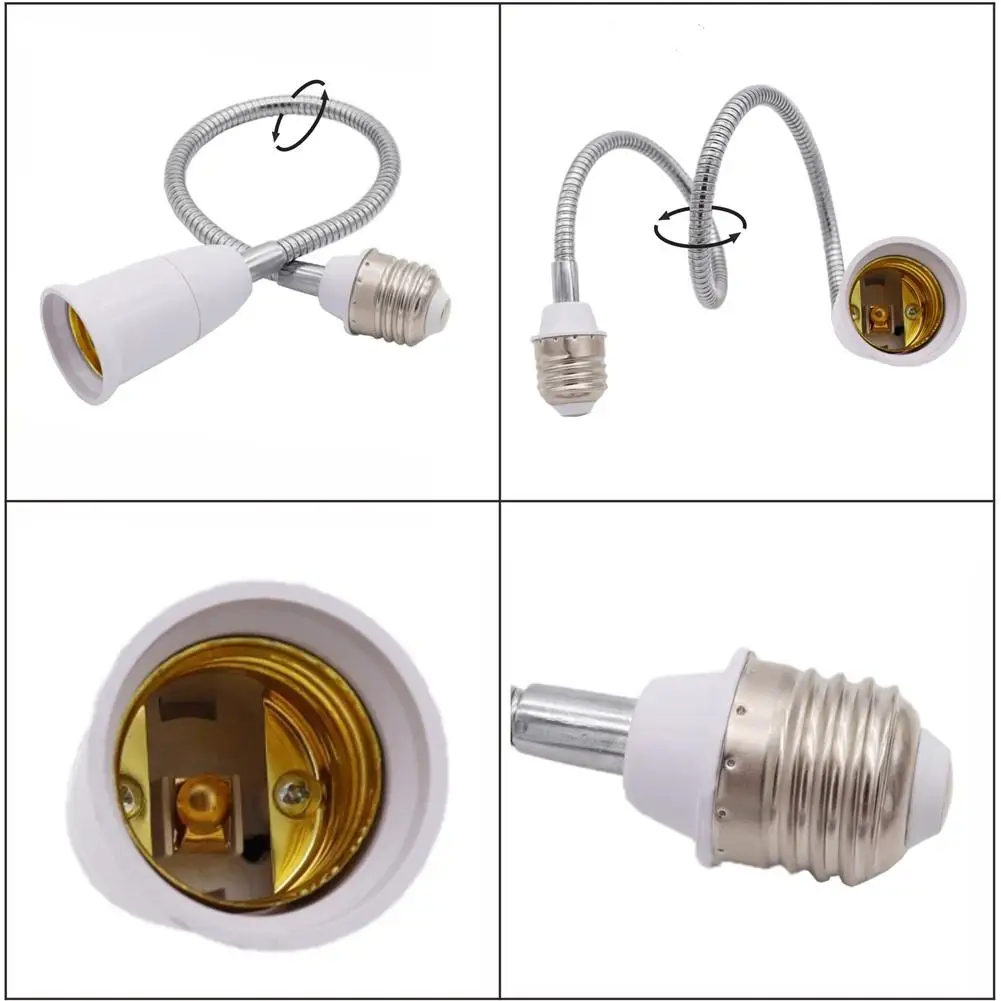 Metal E27 Flexible Led Bulb Base Light-weight Various Sizes Extension Adapter Socket Hardware For Led Halogen Cfl Bulbs